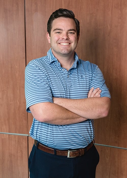 a man in a striped shirt